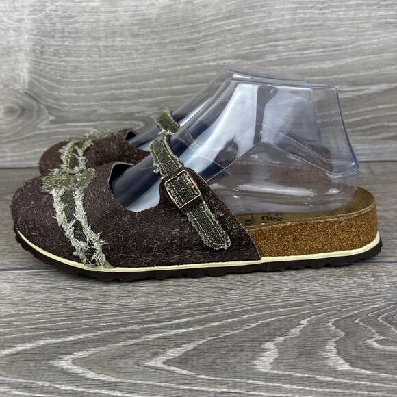 Birkenstock Birki’s Maria Women’s Sz 6/EU 37 Brown Olive Denim Slip On Mules - Picture 3 of 12